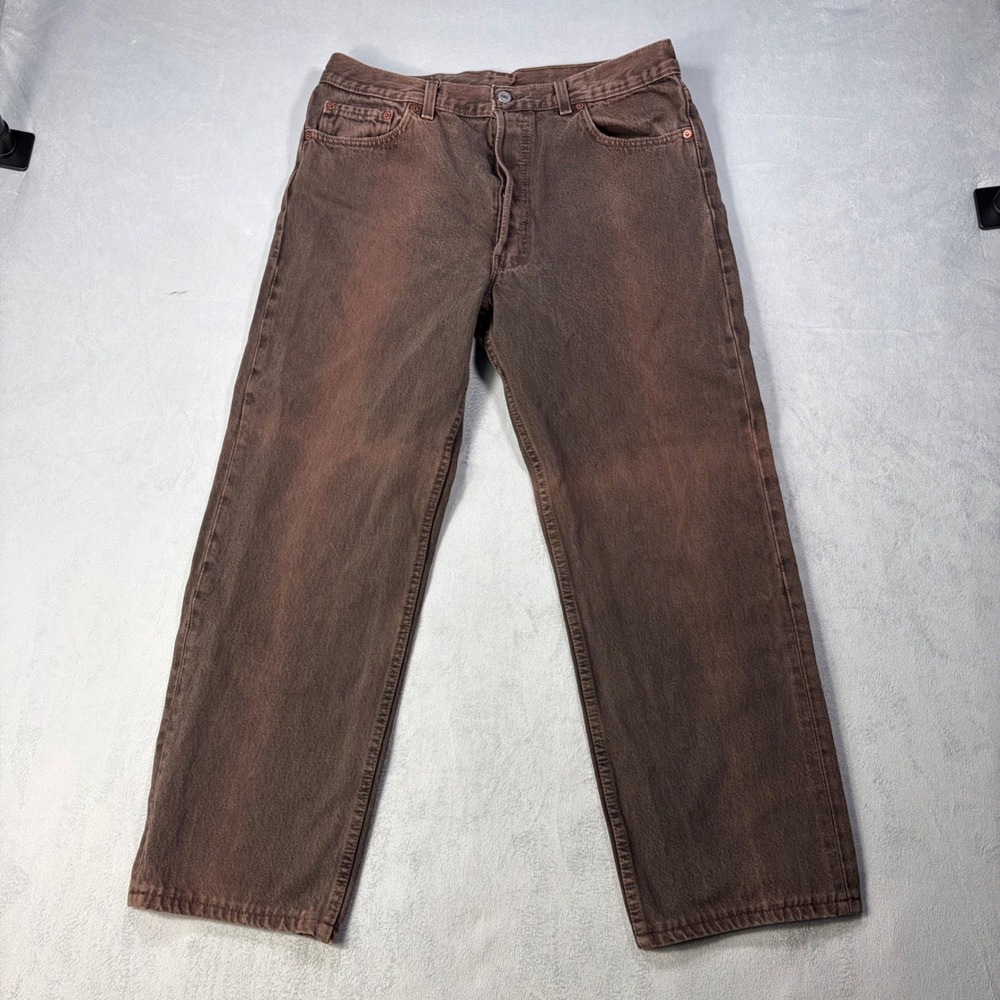 Vintage Levis 501 Brown Jeans Straight Leg Button Fly Made in USA Mens 33x30